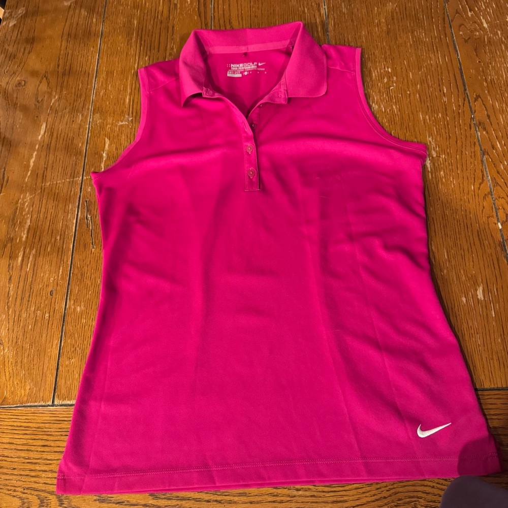 Nike Golf Tour Performance Fuchsia Sleeveless Dri Fit‎ Polo Top M